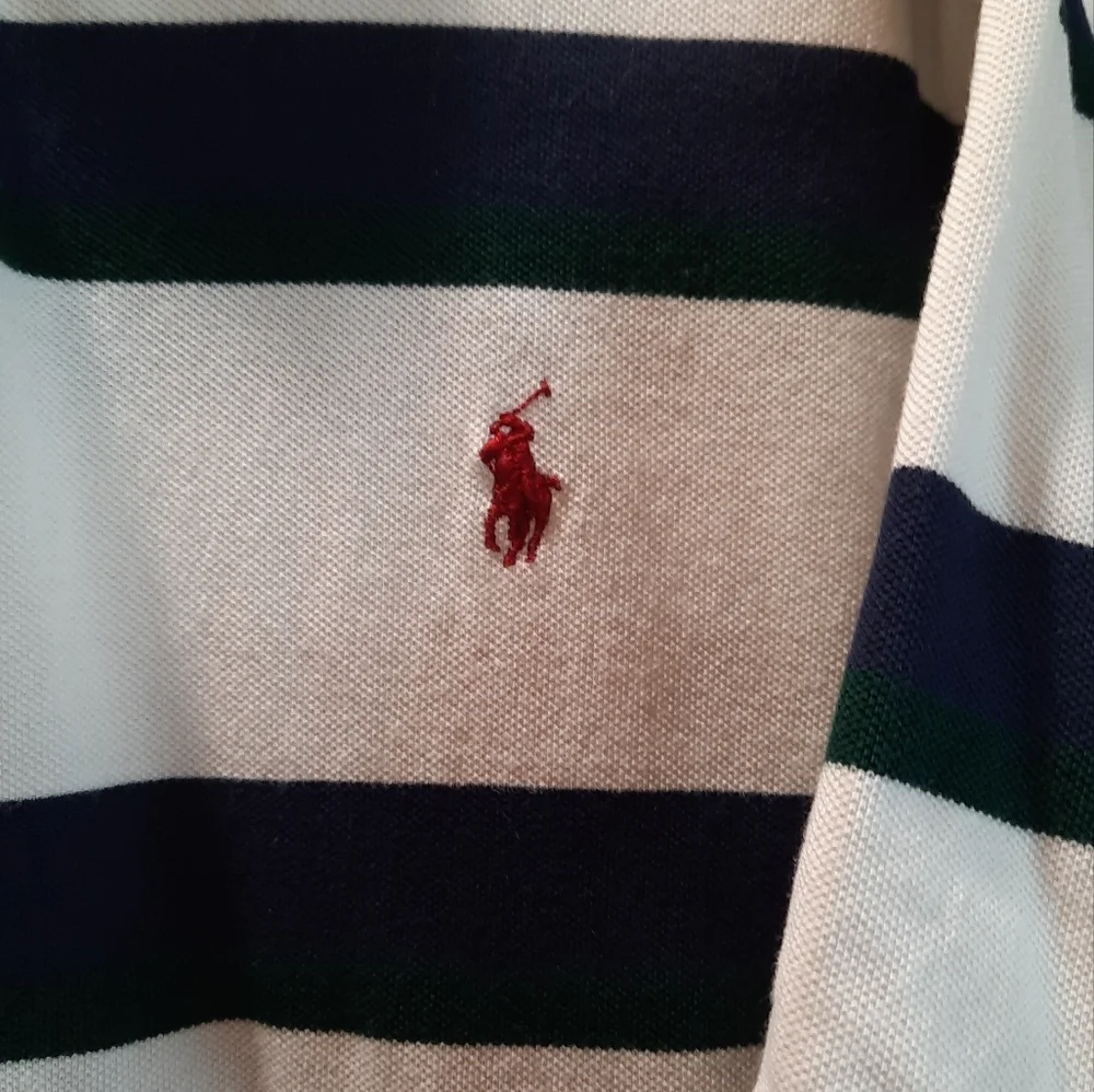 Polo Ralph Lauren Shirt Mens XXL White Striped Polo Golf Sporty Preppy Custom